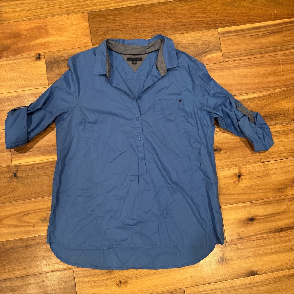 Vintage Tommy Hilfiger‎ Blue Button-Up Shirt tunic Size XL